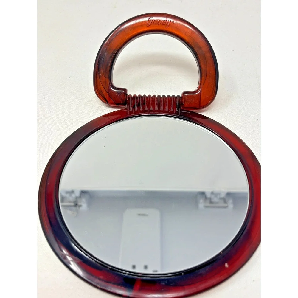 VTG Goody Tortoise Shell Fun Hand Mirror Round Plastic Vanity